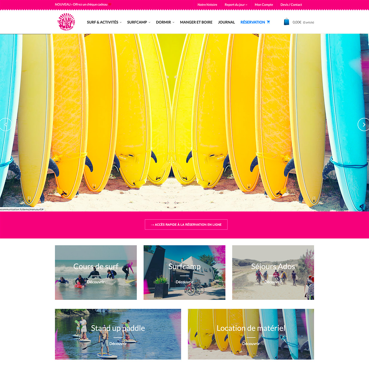 refonte site web ecole de surf vendee france